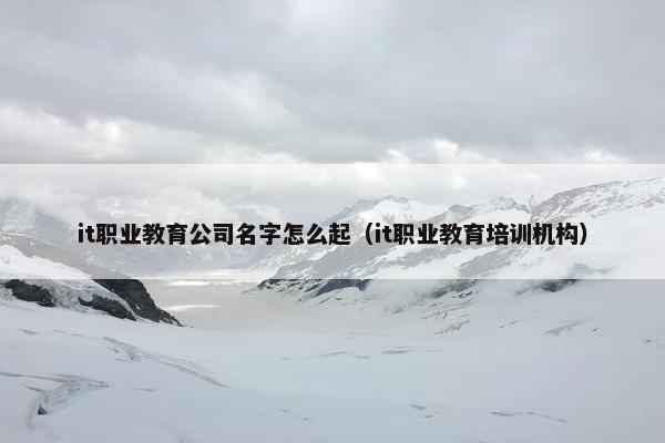 it职业教育公司名字怎么起（it职业教育培训机构）