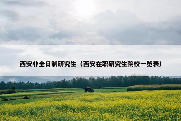 西安非全日制研究生（西安在职研究生院校一览表）
