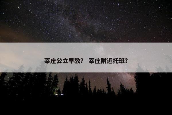 莘庄公立早教？ 莘庄附近托班？