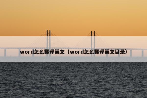 word怎么翻译英文（word怎么翻译英文目录）