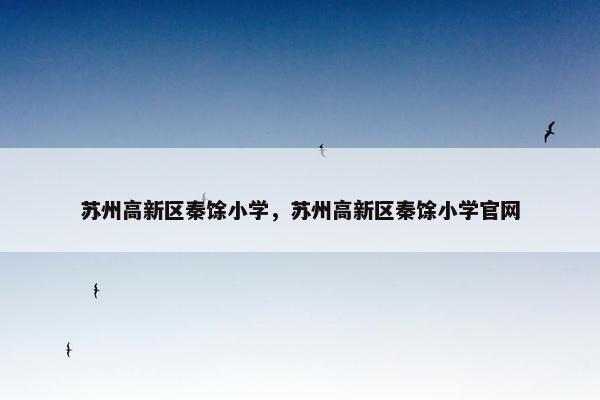 苏州高新区秦馀小学，苏州高新区秦馀小学官网