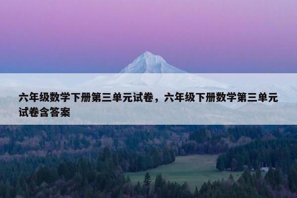 六年级数学下册第三单元试卷，六年级下册数学第三单元试卷含答案
