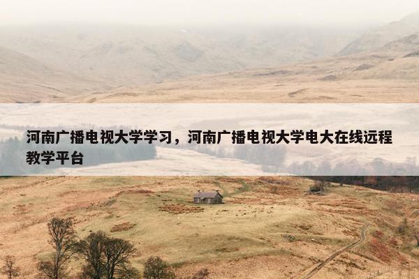 河南广播电视大学学习，河南广播电视大学电大在线远程教学平台