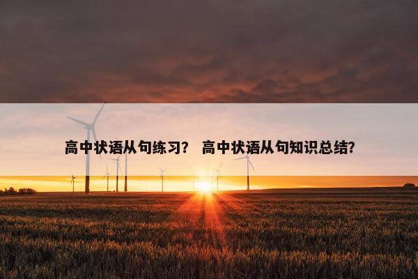 高中状语从句练习？ 高中状语从句知识总结？