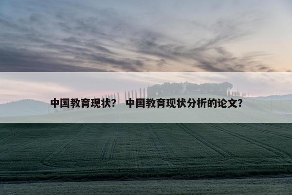 中国教育现状？ 中国教育现状分析的论文？
