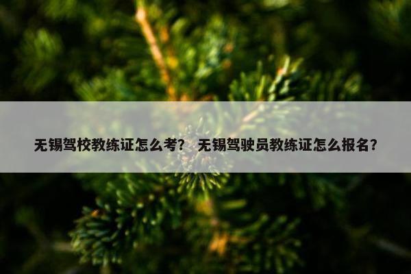 无锡驾校教练证怎么考？ 无锡驾驶员教练证怎么报名？