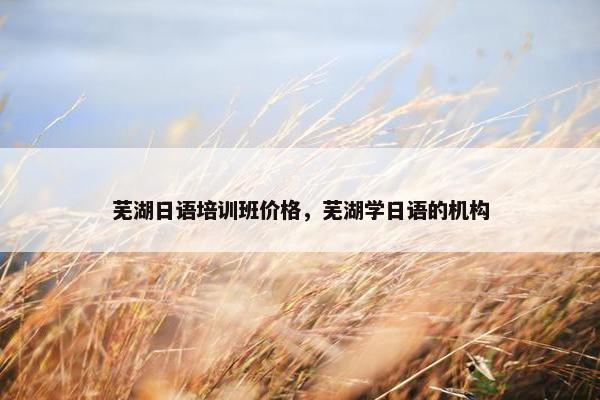 芜湖日语培训班价格，芜湖学日语的机构