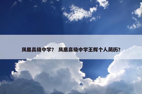 凤凰高级中学？ 凤凰高级中学王辉个人简历？