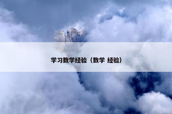 学习数学经验（数学 经验）