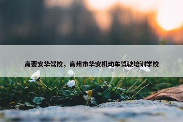 高要安华驾校，高州市华安机动车驾驶培训学校