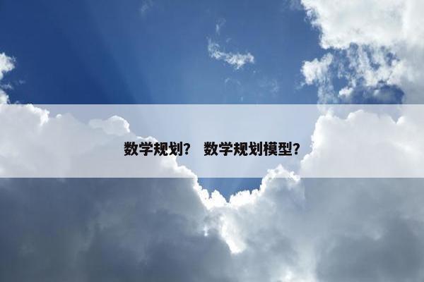 数学规划？ 数学规划模型？