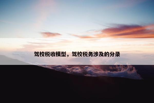 驾校税收模型，驾校税务涉及的分录