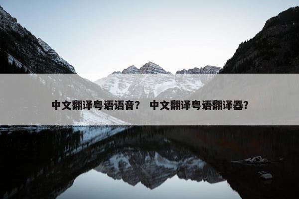 中文翻译粤语语音？ 中文翻译粤语翻译器？