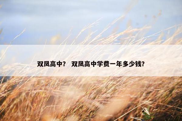 双凤高中？ 双凤高中学费一年多少钱？