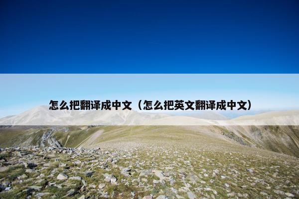 怎么把翻译成中文（怎么把英文翻译成中文）