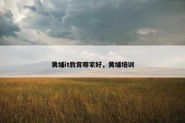 黄埔it教育哪家好，黄埔培训