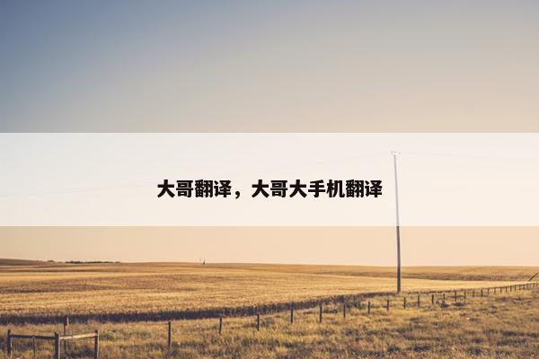 大哥翻译，大哥大手机翻译