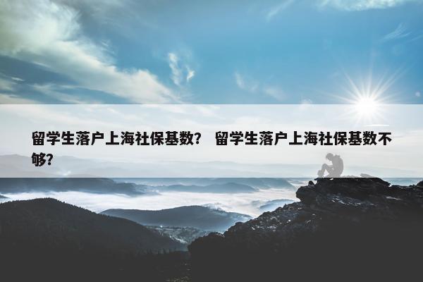留学生落户上海社保基数？ 留学生落户上海社保基数不够？