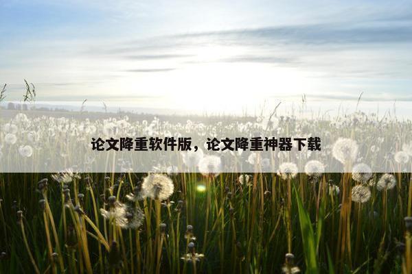 论文降重软件版，论文降重神器下载