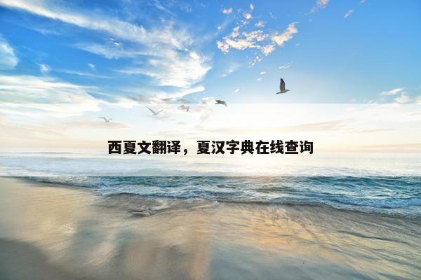 西夏文翻译，夏汉字典在线查询