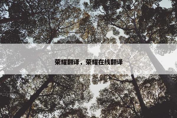 荣耀翻译，荣耀在线翻译