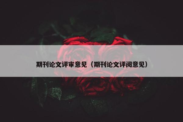 期刊论文评审意见（期刊论文评阅意见）