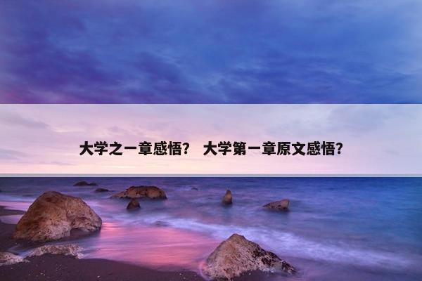 大学之一章感悟？ 大学第一章原文感悟？