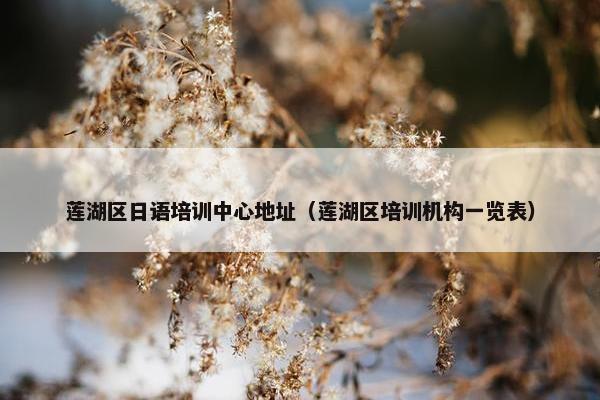 莲湖区日语培训中心地址（莲湖区培训机构一览表）