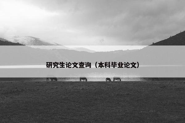 研究生论文查询（本科毕业论文）