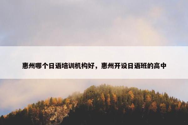 惠州哪个日语培训机构好，惠州开设日语班的高中