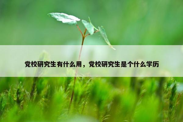 党校研究生有什么用，党校研究生是个什么学历