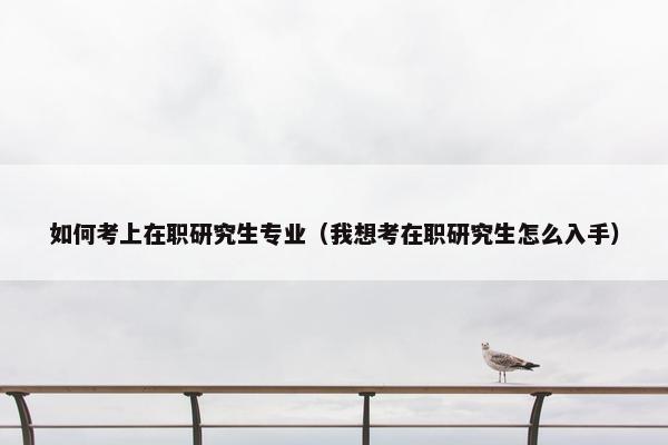 如何考上在职研究生专业（我想考在职研究生怎么入手）
