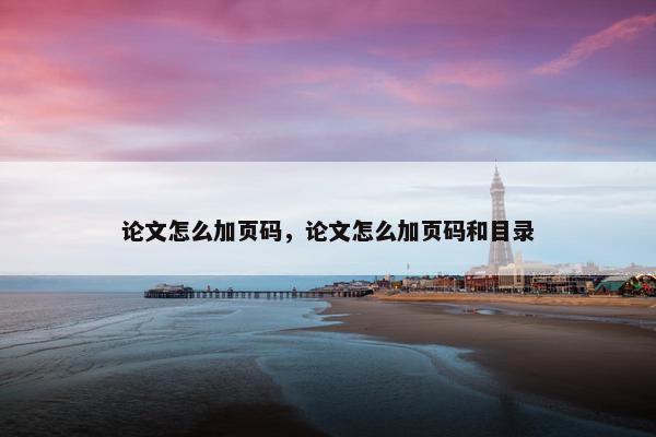 论文怎么加页码，论文怎么加页码和目录