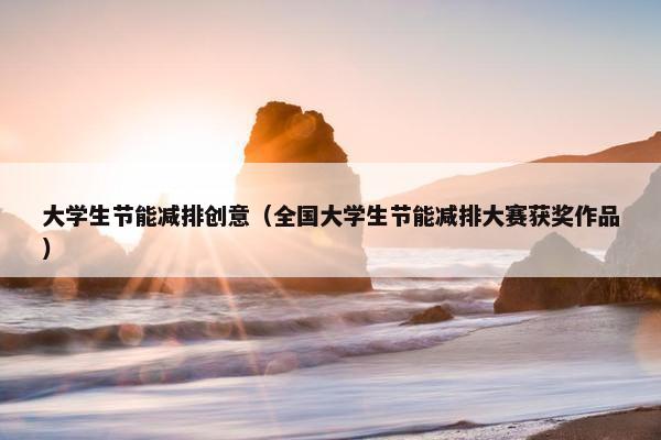 大学生节能减排创意（全国大学生节能减排大赛获奖作品）