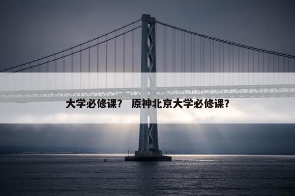 大学必修课？ 原神北京大学必修课？