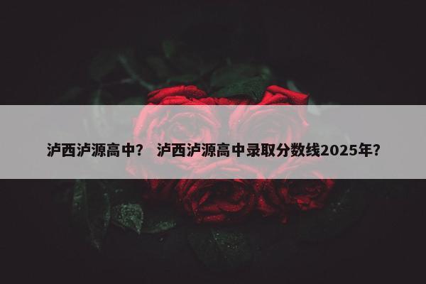 泸西泸源高中？ 泸西泸源高中录取分数线2025年？