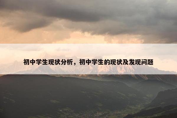 初中学生现状分析，初中学生的现状及发现问题