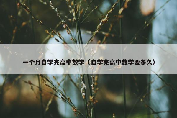 一个月自学完高中数学（自学完高中数学要多久）