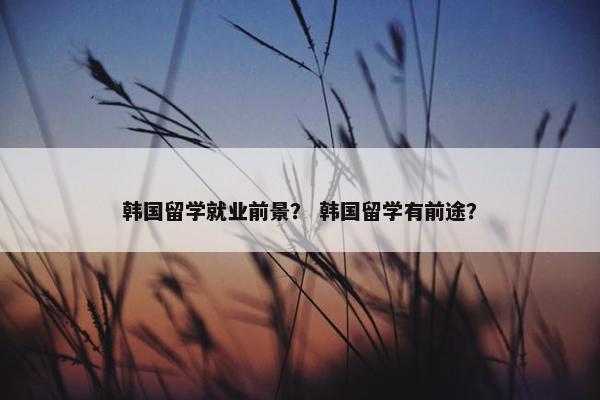 韩国留学就业前景？ 韩国留学有前途？