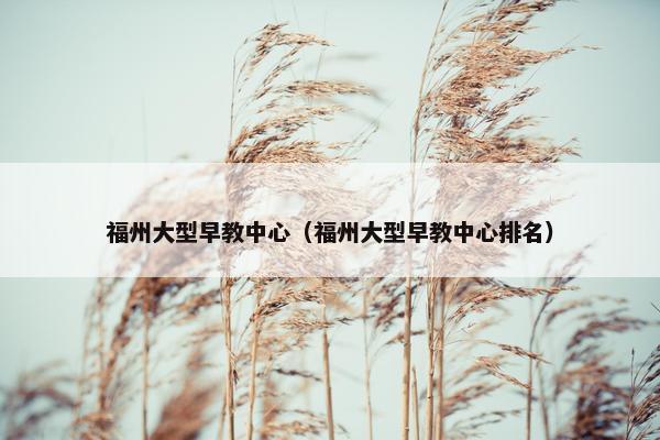 福州大型早教中心（福州大型早教中心排名）