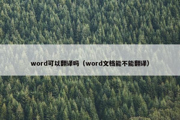 word可以翻译吗（word文档能不能翻译）
