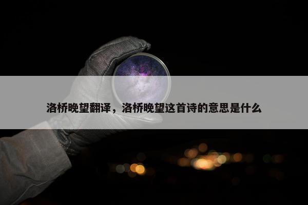 洛桥晚望翻译，洛桥晚望这首诗的意思是什么