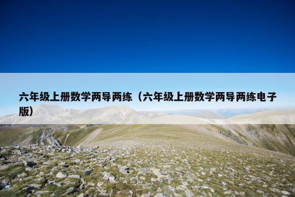 六年级上册数学两导两练（六年级上册数学两导两练电子版）