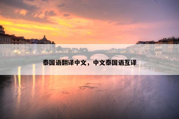 泰国语翻译中文，中文泰国语互译