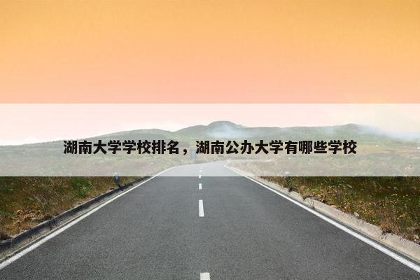 湖南大学学校排名，湖南公办大学有哪些学校