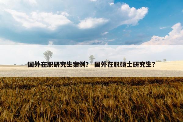 国外在职研究生案例？ 国外在职硕士研究生？