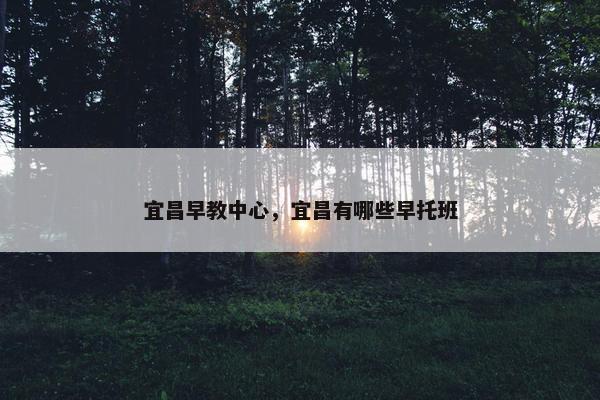 宜昌早教中心，宜昌有哪些早托班