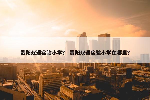 贵阳双语实验小学? 贵阳双语实验小学在哪里?