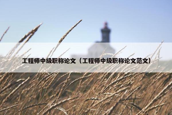 工程师中级职称论文(工程师中级职称论文范文)