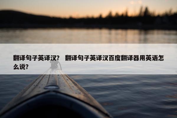 翻译句子英译汉? 翻译句子英译汉百度翻译器用英语怎么说?